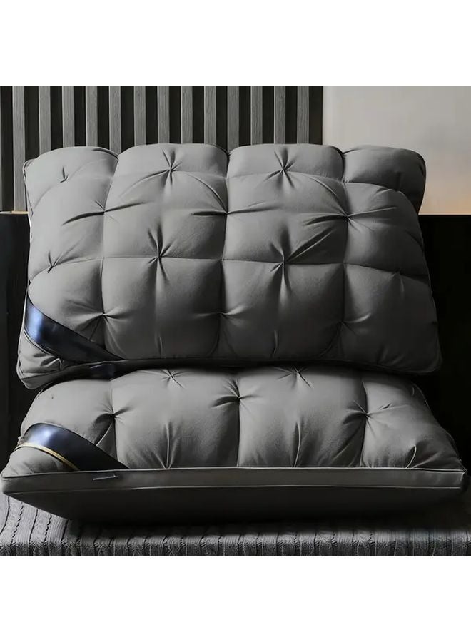 Slate Gray Luxury Hotel Quality Neck Support Pillow 2pcs Hypoallergenic Machine Washable - Image 1